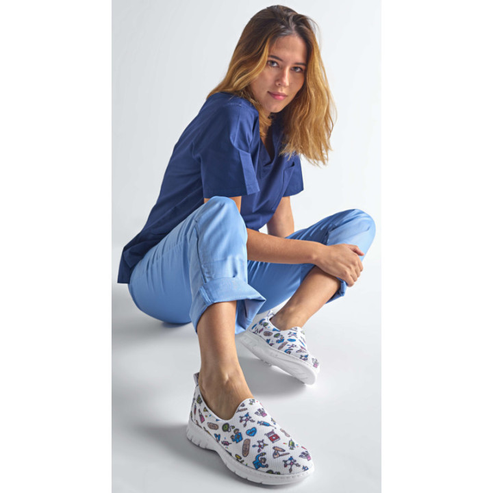 Mocassin médical infirmier léger respirant DIAN blanc