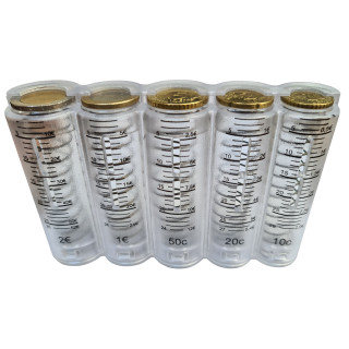 Monnayeur transparent 5 pièces euro gradué pour caisse