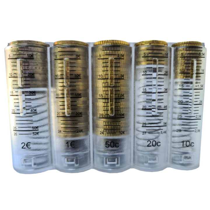 Monnayeur transparent 5 pièces euro gradué pour caisse