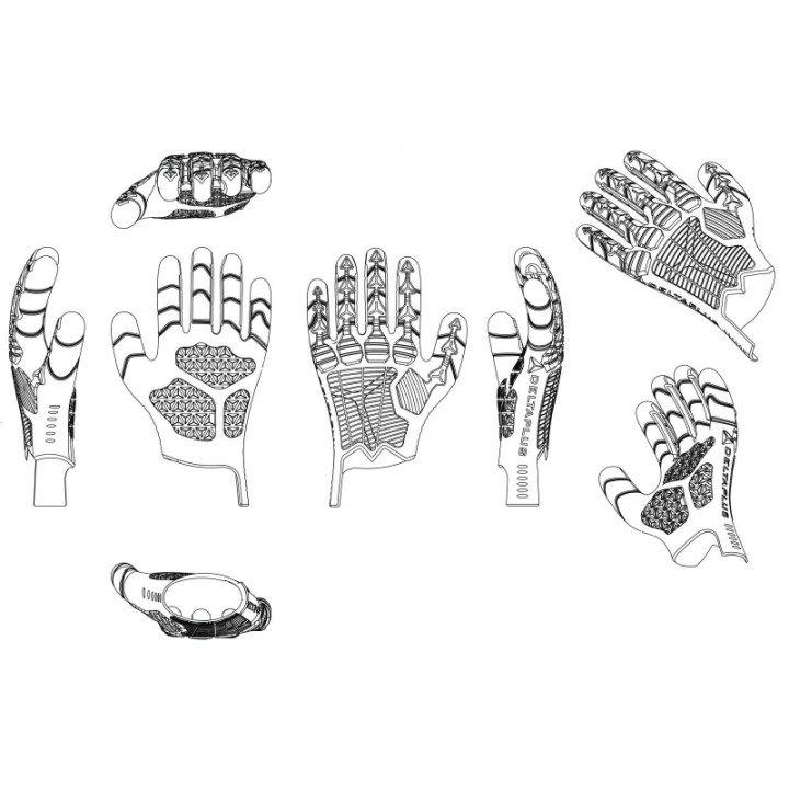 Lot 6 paires gants manutention anti-choc chaleur DELTA PLUS