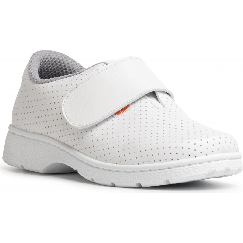 Chaussures blanches micro-perforées à fermeture rapide par velcro