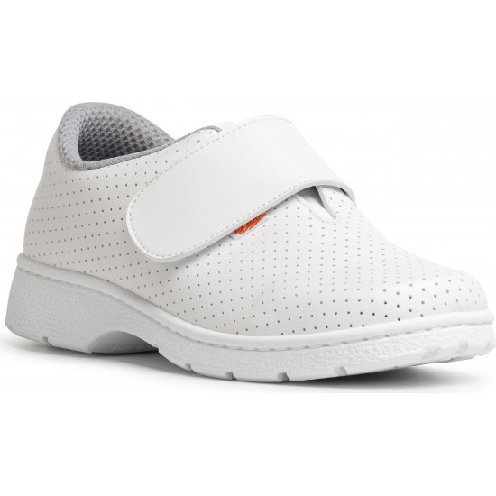 Chaussures blanches micro-perforées à fermeture rapide par velcro