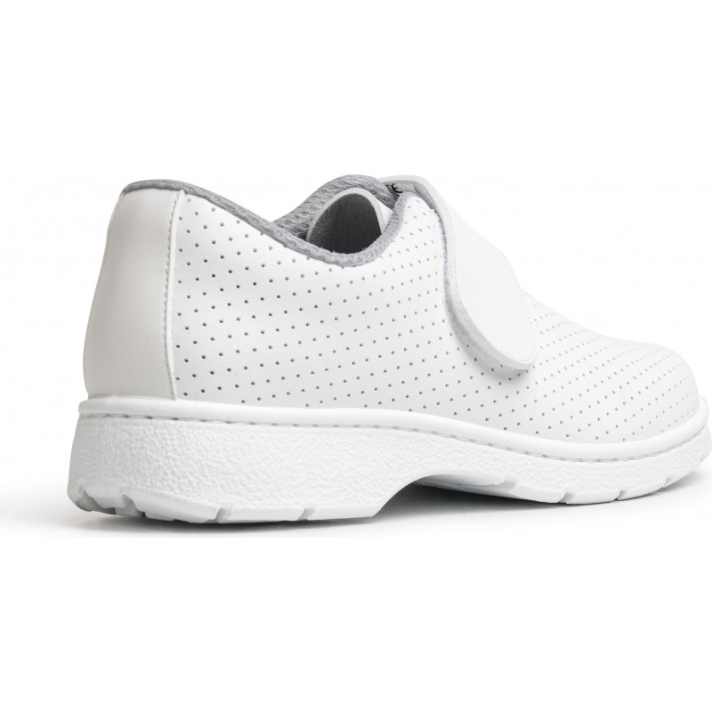 Chaussures blanches micro-perforées à fermeture rapide par velcro