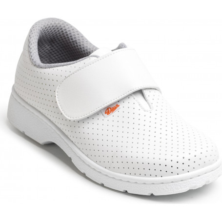Chaussures blanches micro-perforées à fermeture rapide par velcro
