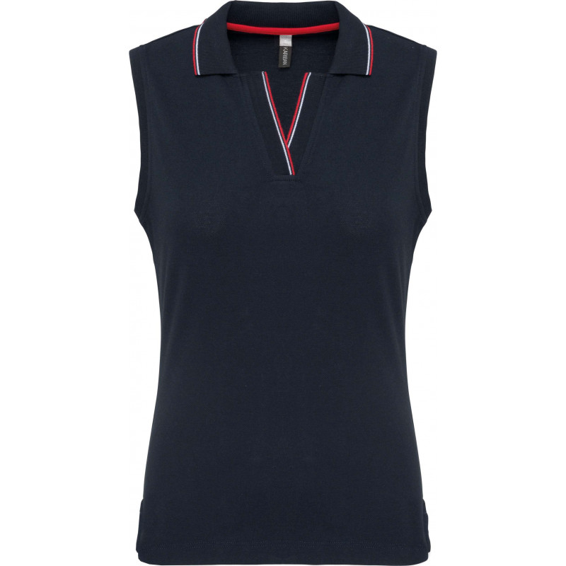 Polo sans manches femme 100% coton maille piquée