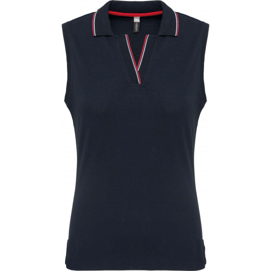 Polo sans manches femme 100% coton maille piquée