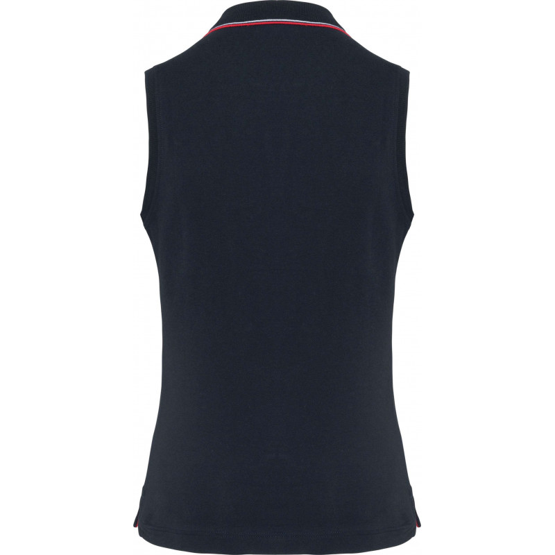 Polo sans manches femme 100% coton maille piquée