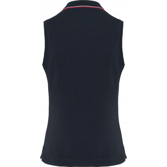 Polo sans manches femme 100% coton maille piquée