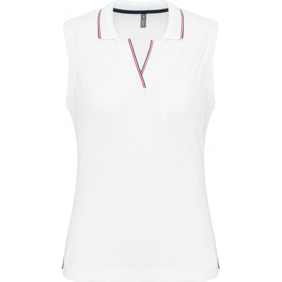Polo sans manches femme 100% coton maille piquée