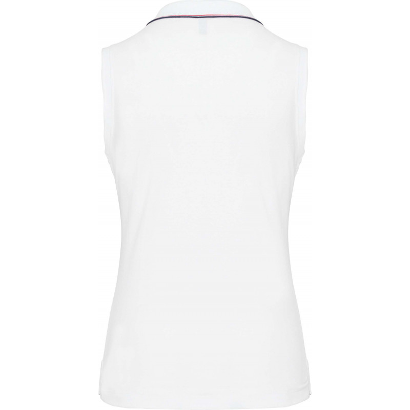 Polo sans manches femme 100% coton maille piquée