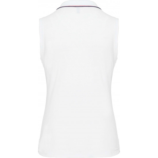 Polo sans manches femme 100% coton maille piquée