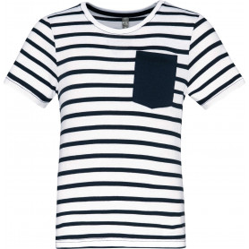 T-shirt rayé marin avec poche manches courtes enfant