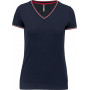 T-shirt maille piquée col V femme