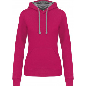 Sweat-shirt capuche contrastée femme