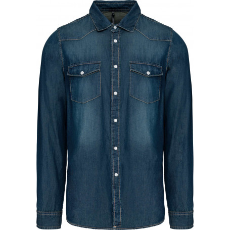 Chemise denim manches longues homme