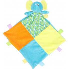 Doudou plat multicolore éléphant