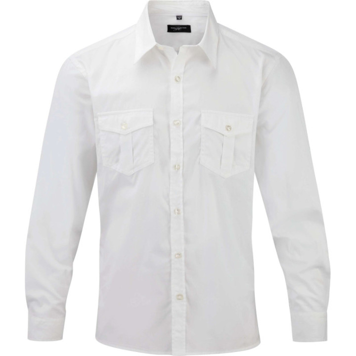 Chemise manches longues patte de réglage Russell collection