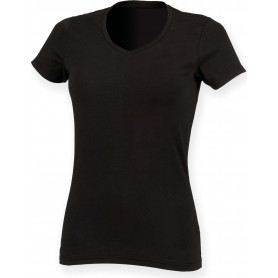 T-shirt femme extensible col V Skinni Fit