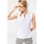 Polo sans manches femme 100% coton maille piquée