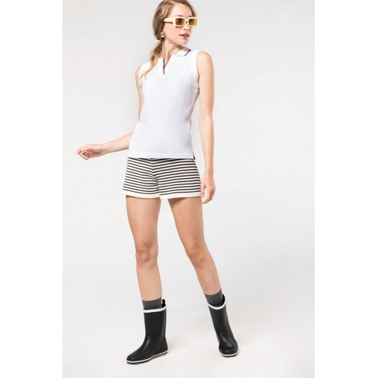 Polo sans manches femme 100% coton maille piquée