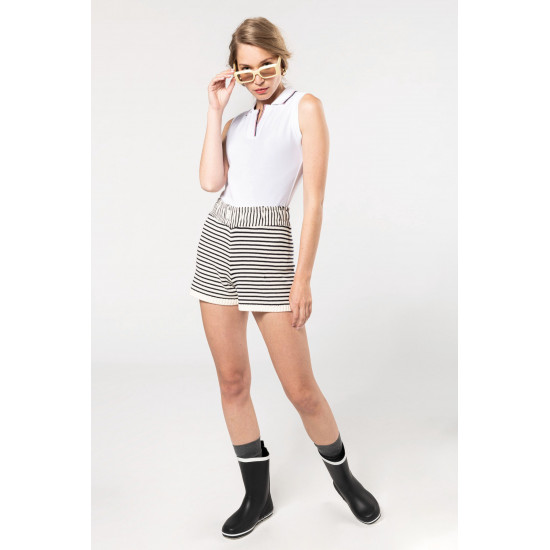 Polo sans manches femme 100% coton maille piquée