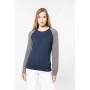 Sweat-shirt BIO bicolore col rond manches raglan femme