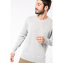 Pull homme avec un col en V, tissu coton/polyester écoresponsable