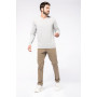 Pull homme avec un col en V, tissu coton/polyester écoresponsable