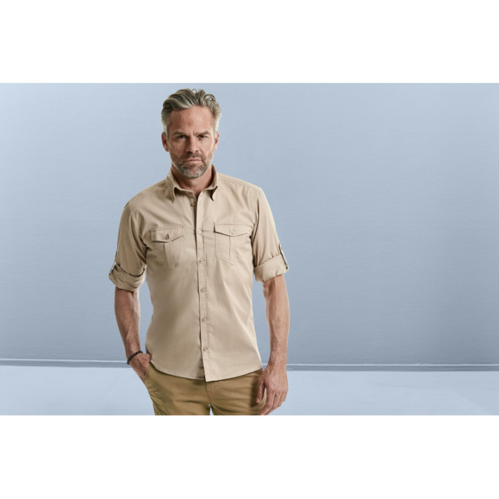 Chemise manches longues patte de réglage Russell collection