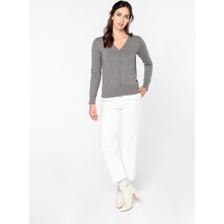 Cardigan femme en coton Supima, coupe droite, style chic