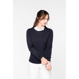 Pull femme en coton Supima, col rond, coupe élégante