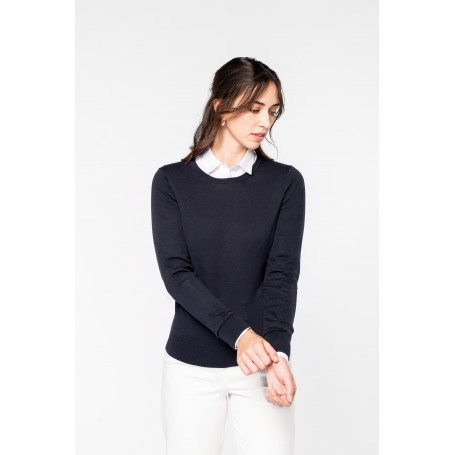 Pull femme en coton Supima, col rond, coupe élégante