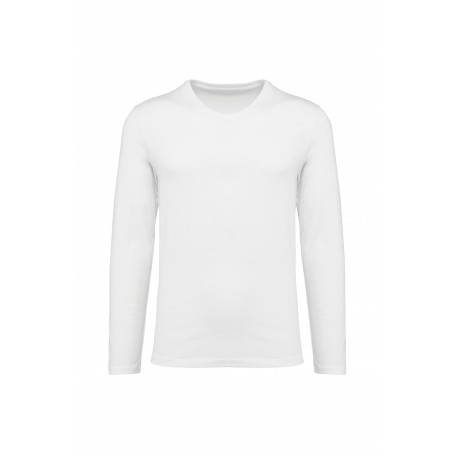 T-shirt coton Supima col V manches longues homme