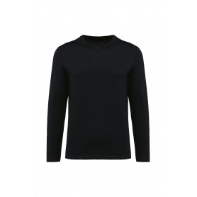 T-shirt coton supima col v manches longues femme