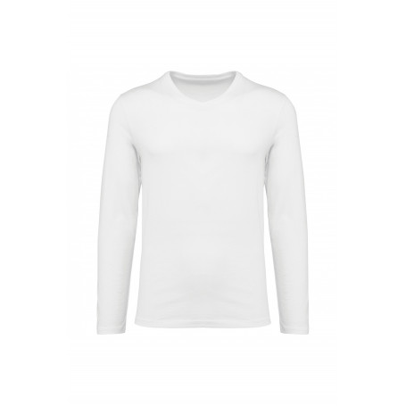 T-shirt coton Supima col V manches longues femme