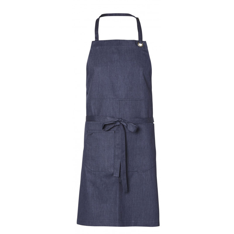 Tablier de service avec bavette DAN 88 cm noir rayé blanc