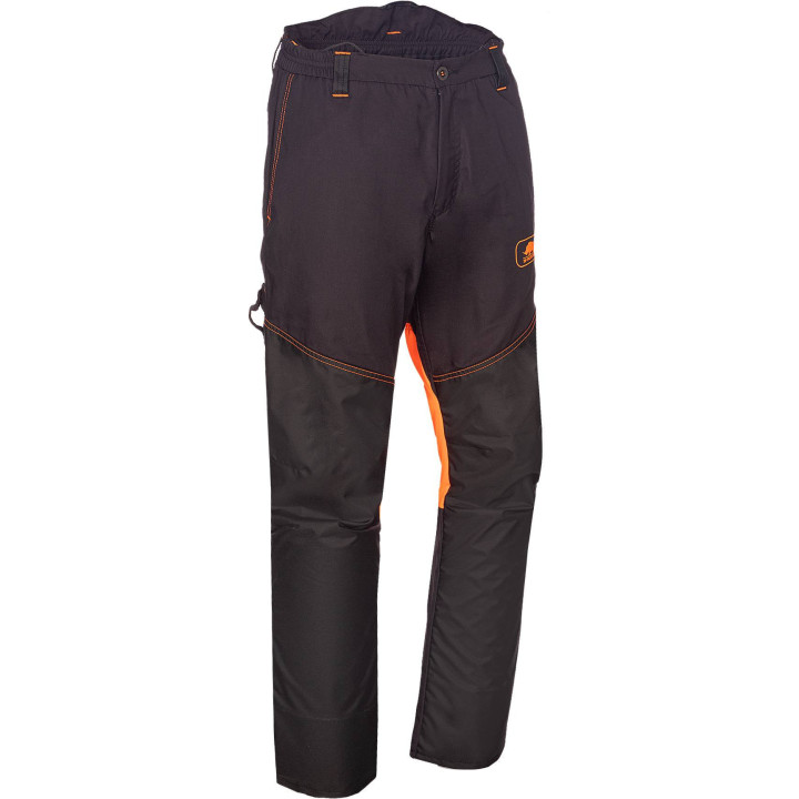 Pantalon avec bavette dorsale et option bretelles pour maintien ajusté.