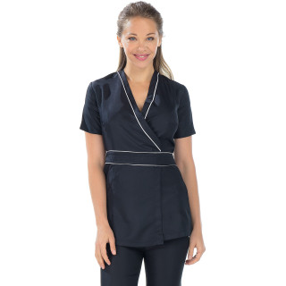 Tunique croisée esthéticienne noire rose REMI ALISON