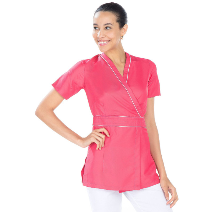 Tunique croisée esthéticienne noire rose REMI ALISON