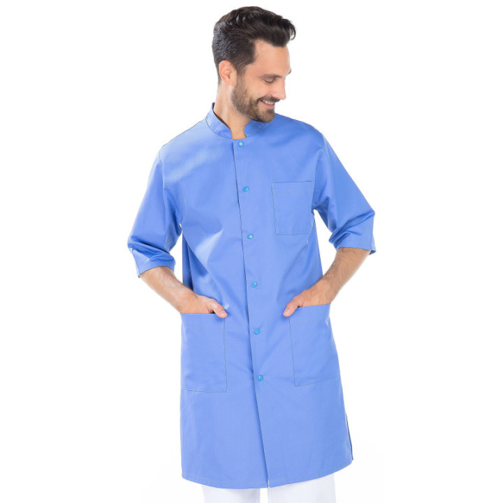 Blouse médicale homme polycoton bleu azur REMI