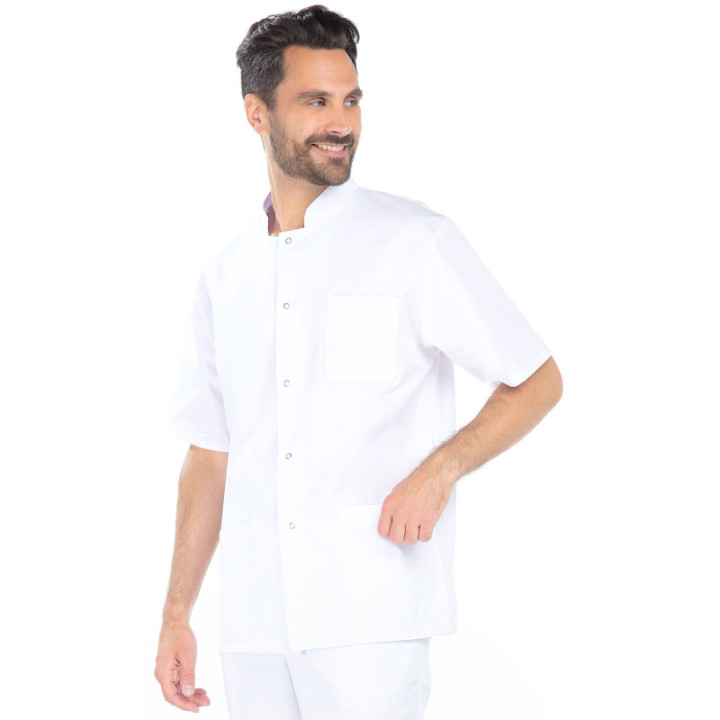 Tunique mixte coton blanc REMI médical manches courtes