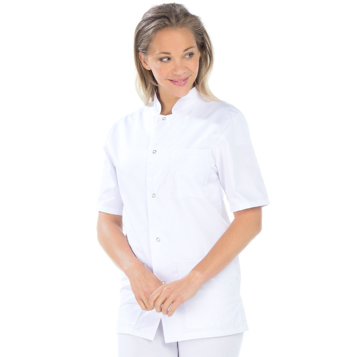 Tunique mixte coton blanc REMI médical manches courtes