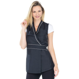 Tunique noire sans manches femme esthétique massage REMI