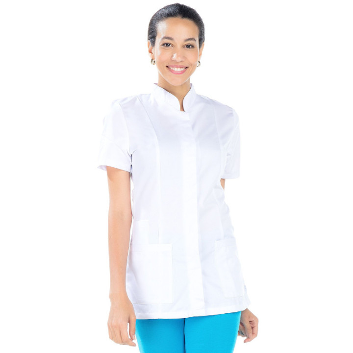 Tunique médicale femme Tencel polyester manches courtes