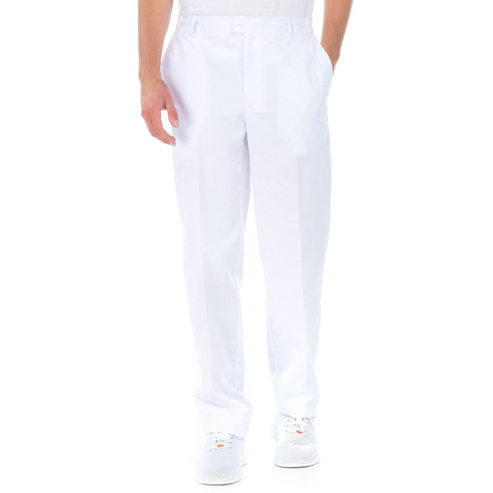 Pantalons homme médical REMI blancs coupe droite confort