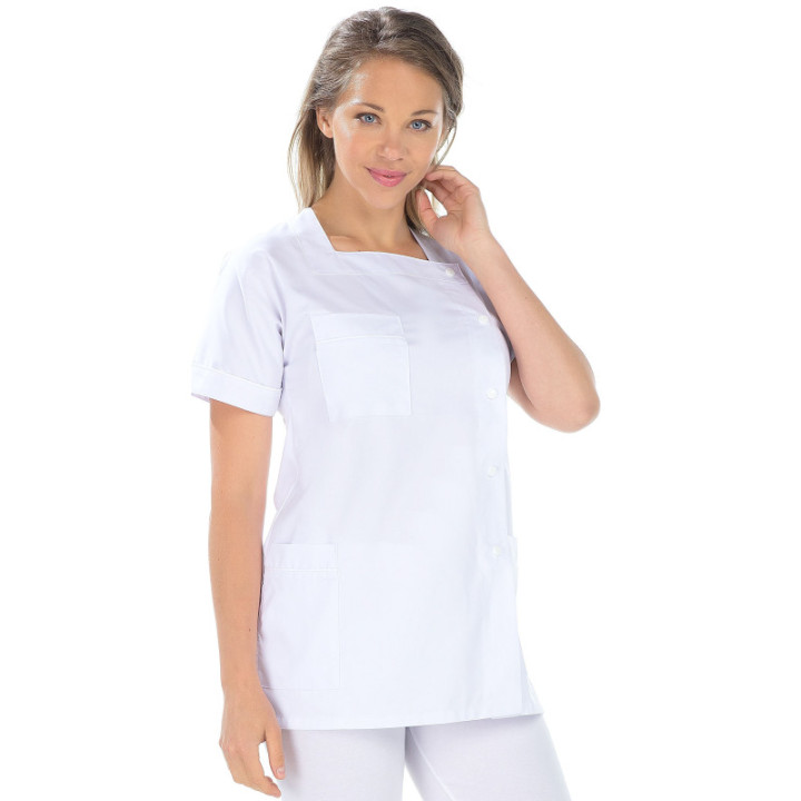 Tunique médicale femme manches courtes polycoton blanc REMI