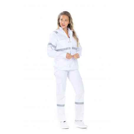 Blouson Ambulancier unisexe blanc avec bande rétro-réfléchissante