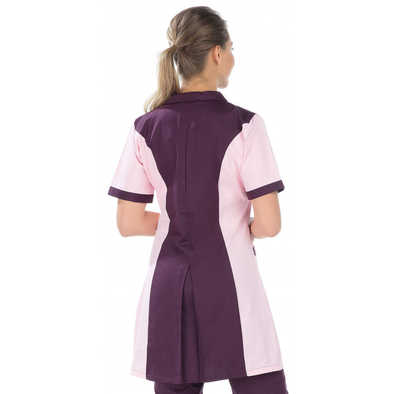 Blouse de travail femme manches courtes coupe ajustée
