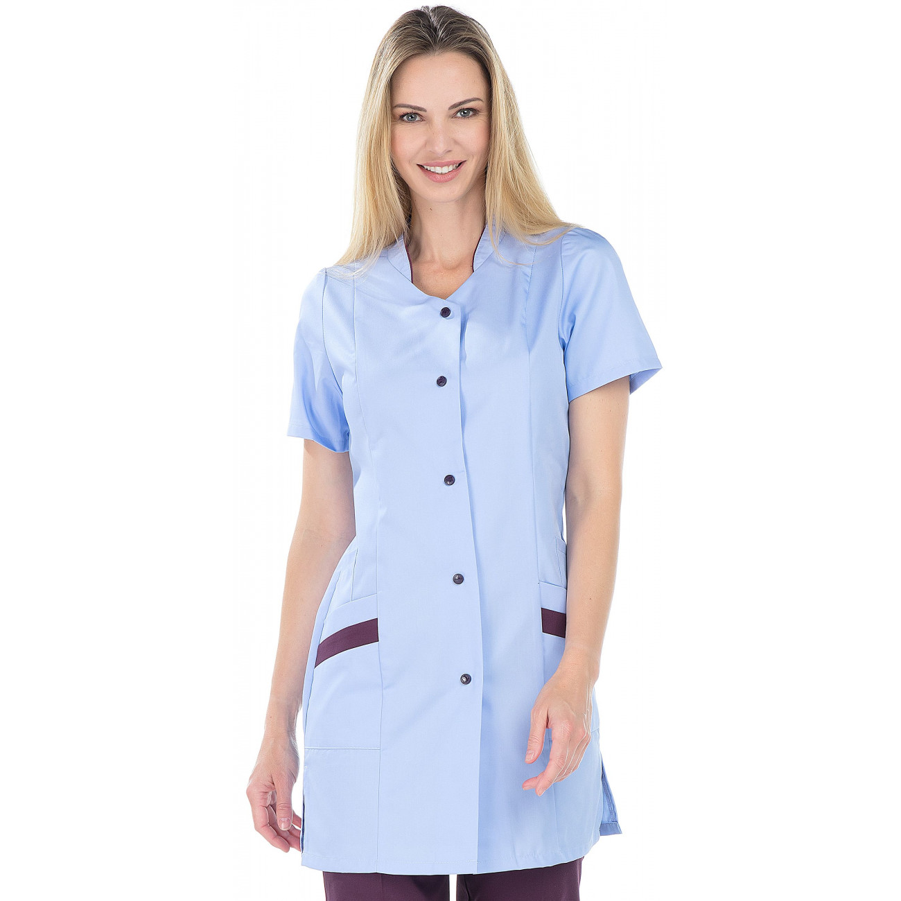 Blouse de travail femme manches courtes coupe ajustée