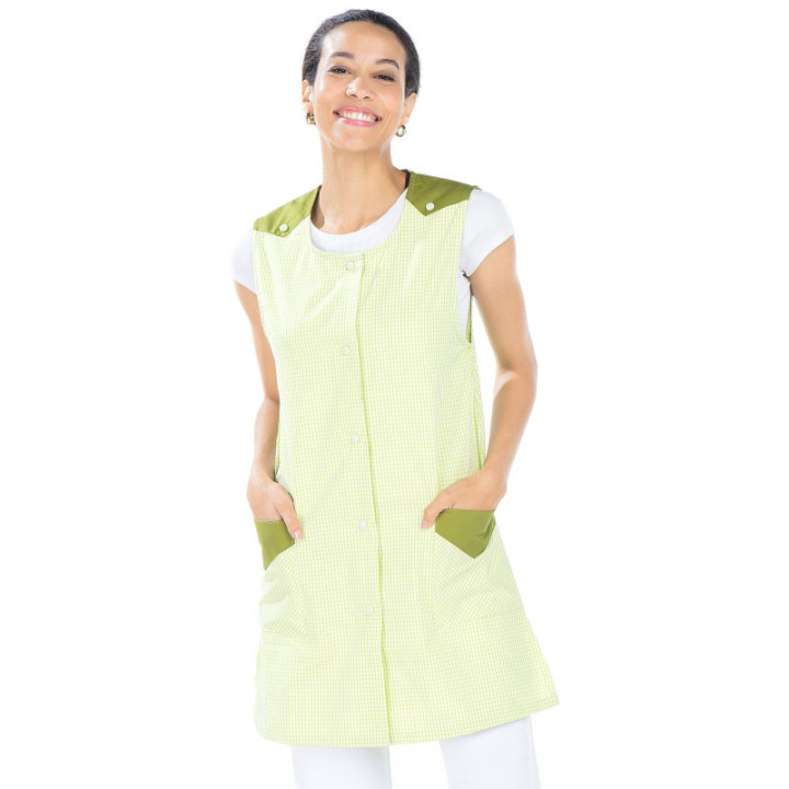 Blouse femme sans manche vichy polycoton pro médical